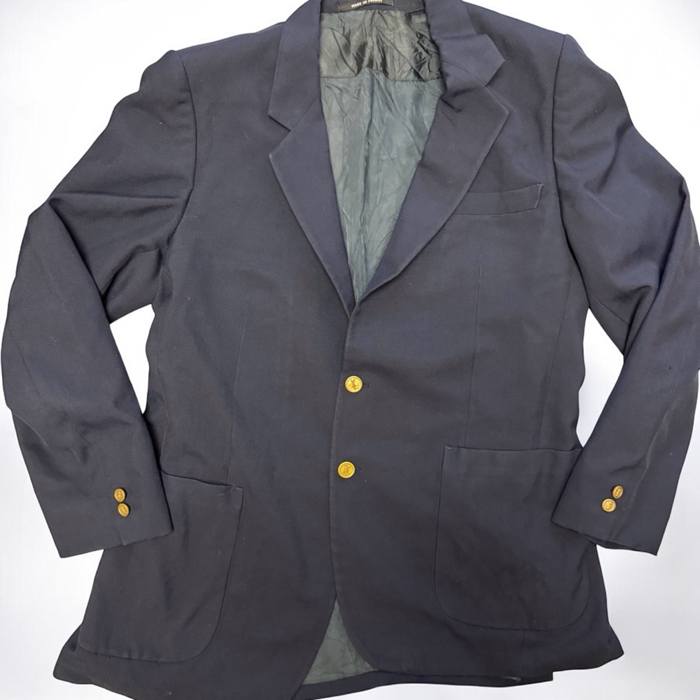 Vintage Yves Saint‎ Laurent Navy Blazer Gold Buttons Made in France YSL